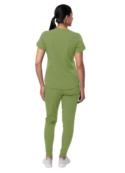 Women's Modern Athletic Jogger Scrub Set Spring Leaf 2X