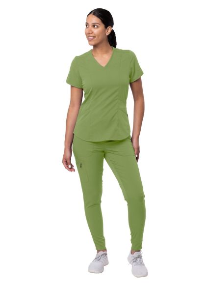 Women's Modern Athletic Jogger Scrub Set Spring Leaf 2X