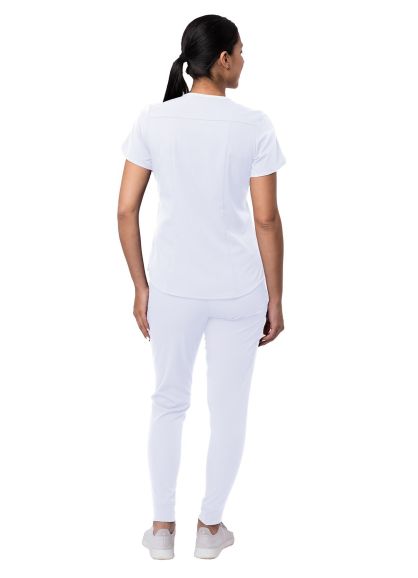Women's Modern Athletic Jogger Scrub Set White 2X