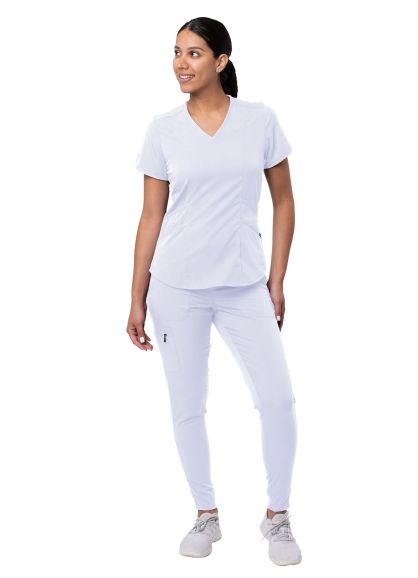 Women's Modern Athletic Jogger Scrub Set White 2X