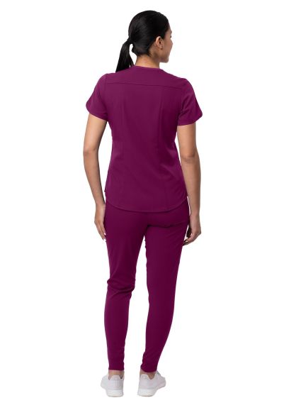 Women's Modern Athletic Jogger Scrub Set Wine 2X