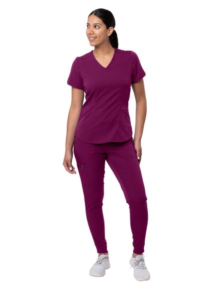 Women's Modern Athletic Jogger Scrub Set Wine 2X