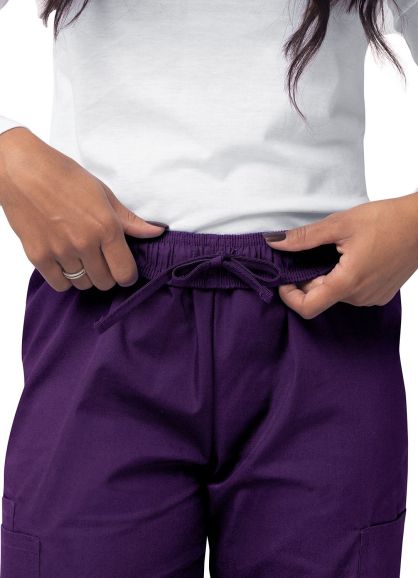 Women's Comfort Elastic Drawstring Cargo Pants Purple 2X
