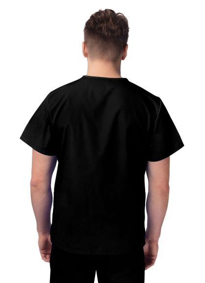 Unisex V-Neck 3 Pocket Top Black 2X