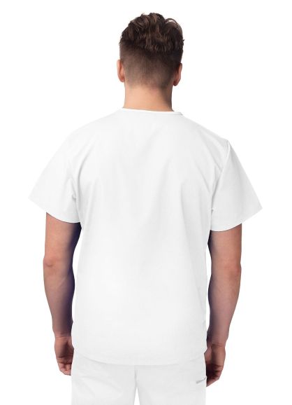 Unisex V-Neck 3 Pocket Top White 2X