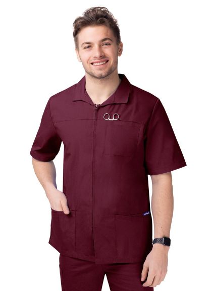 Men's Zippered Short Sleeve Jacket Burgundy S