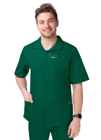 Men's Zippered Short Sleeve Jacket Hunter Green 3X