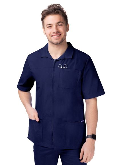 Men's Zippered Short Sleeve Jacket Navy 3X