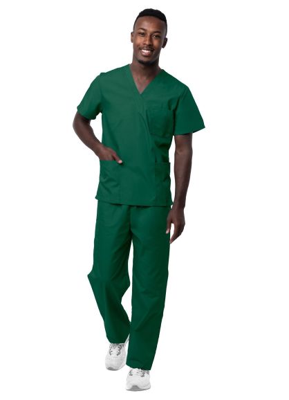 Unisex V-Neck/Drawstring Pant Scrub Set Hunter Green 3X