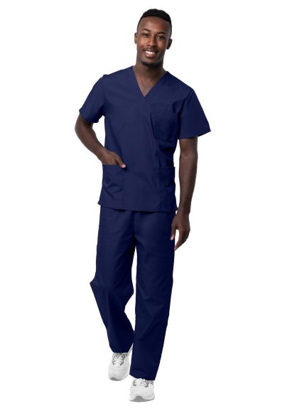 Unisex V-Neck/Drawstring Pant Scrub Set Navy 2X