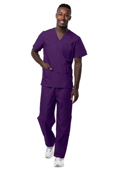 Unisex V-Neck/Drawstring Pant Scrub Set Purple 2X