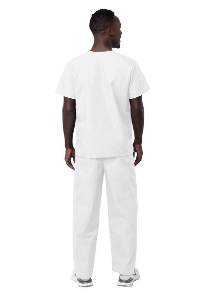 Unisex V-Neck/Drawstring Pant Scrub Set White 2X