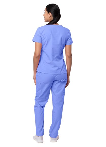 Women's Mock Wrap Top/Cargo Pant Scrub Set Ceil Blue 2X