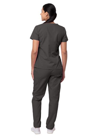 Women's Mock Wrap Top/Cargo Pant Scrub Set Charcoal 2X