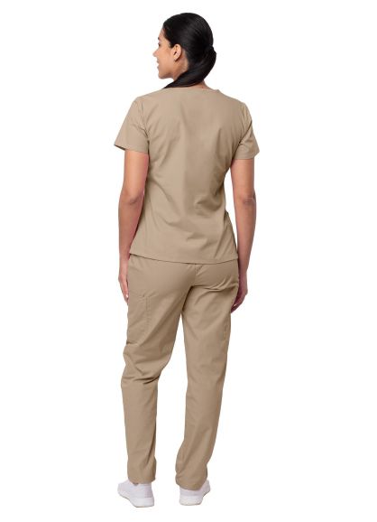 Women's Mock Wrap Top/Cargo Pant Scrub Set Khaki 3X