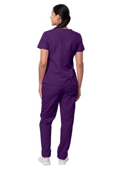 Women's Mock Wrap Top/Cargo Pant Scrub Set Purple 2X