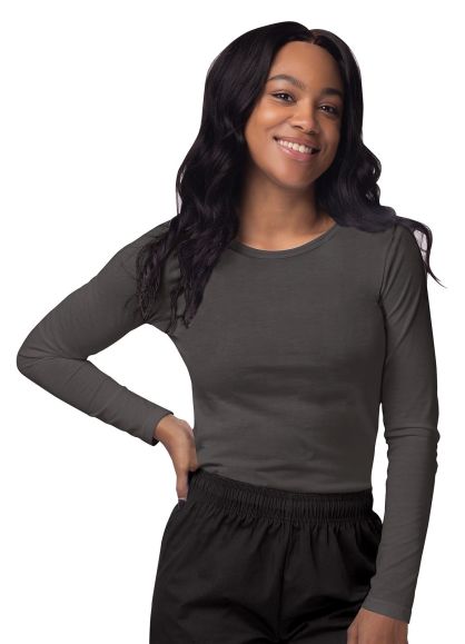Women's Long Sleeve Comfort Underscrub Tee Charcoal 2X