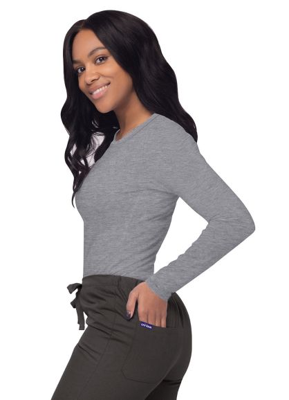 Women's Long Sleeve Comfort Underscrub Tee Dark Marl Gray 2X
