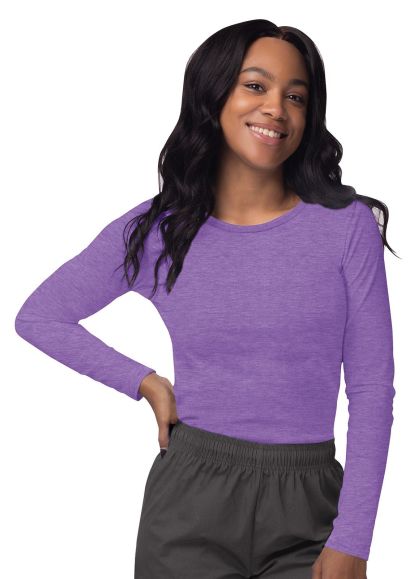 Women's Long Sleeve Comfort Underscrub Tee Heather Purple XXS