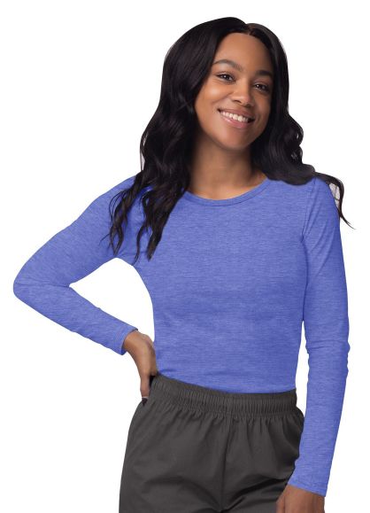 Women's Long Sleeve Comfort Underscrub Tee Heather Royal Blue XXS