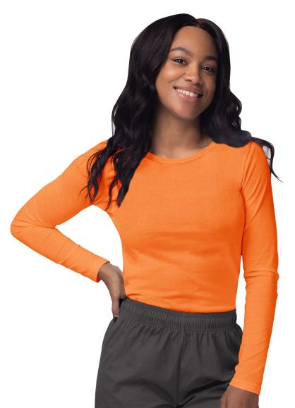 Women's Long Sleeve Comfort Underscrub Tee Neon Orange 2X