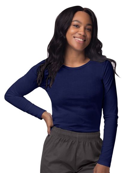 Women's Long Sleeve Comfort Underscrub Tee Navy 2X