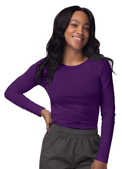 Women's Long Sleeve Comfort Underscrub Tee Purple 2X