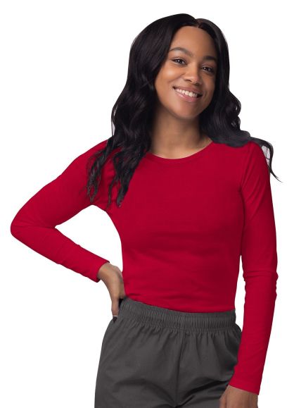 Women's Long Sleeve Comfort Underscrub Tee Red 2X